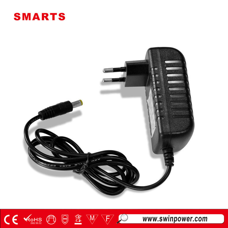 AC 220 v à 12 v 24 v dc 1.5a adaptateurs intertek avec prise UE