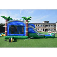 Grand trampoline gonflable en PVC robuste avec toboggan aquatique et piscine pour la location, les parcs d'attractions