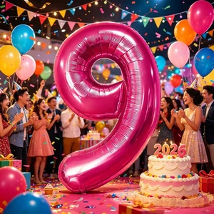 Party Love Made from sturdy foil that resists tearing and maintains its shape Balloon Numero Fuchsia N9 100cm 12 pcs Bag - Product Image 4