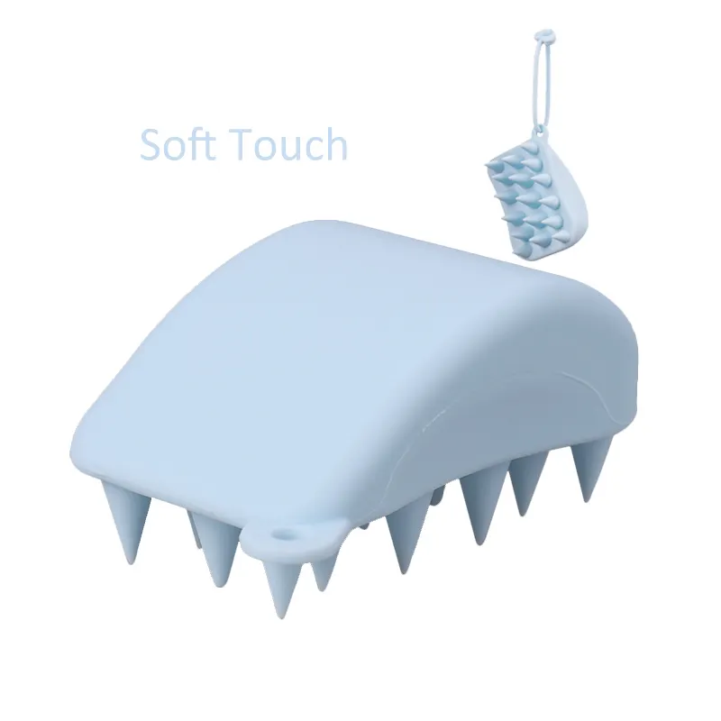 Service OEM gommage du cuir chevelu exfoliant masseur en Silicone forme de souris bleu pour enfants adultes animaux de compagnie