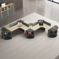 Nouveaux bureaux de travail modernes et simples en bois semi-circulaires, design à panneaux extensibles, postes de travail commerciaux personnalisables pour plusieurs personnes