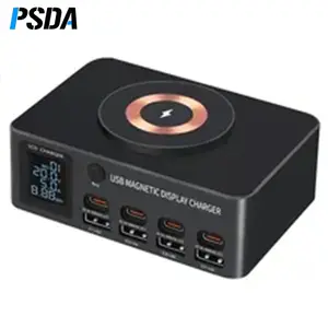 PSDA 3D 140 Вт 9 в 1 USB-C PD QC3.0 станция для быстрой зарядки с отдельным дисплеем 15 Вт Беспроводное зарядное устройство для iPhone15 14Pro