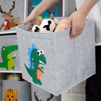 Boîte de rangement pliable en feutre avec poignées, motif animal de dessin animé mignon, pour jouets, vêtements et articles divers pour enfants, idéale pour la chambre de jeu (OEM/ODM)