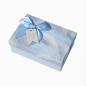 Boîte cadeau bleu aquarelle avec nœud papillon, boîte cadeau d'accompagnement d'anniversaire, boîte d'emballage cosmétique avec couvercle toutes saisons, fabricant de boîtes cadeaux - Product Image 6
