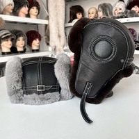 Gorro Ushanka de Piel de Conejo Rex, Impermeable, de Piel Animal Genuina, Personalizable, Unisex, para Invierno, Pesca y Fiestas al Aire Libre