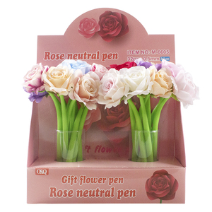 Stylo gel O&Q promotionnel, motif <span class=keywords><strong>dessin</strong></span> animé mignon, en forme de rose, 0,5 mm, pour étudiants, encre bleue et caoutchouc souple - Product Image 5