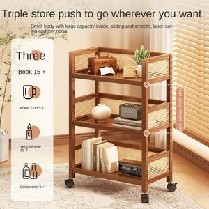 <span class=keywords><strong>Meuble</strong></span> de rangement moderne à roulettes pour salon, <span class=keywords><strong>petit</strong></span> chariot <span class=keywords><strong>CD</strong></span>, étagère de rangement simple en bambou à 3 niveaux, mobilier de maison - Product Image 2