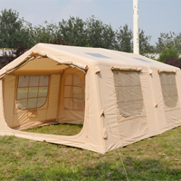 Tente pneumatique imperméable en Oxford kaki 3000 mm+ pour le camping, le glamping, l'abri solaire, ouverture automatique rapide, 4 saisons, anti-moustiques