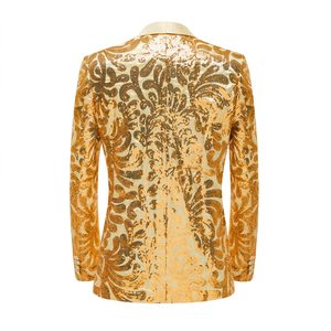 Blazer <span class=keywords><strong>smoking</strong></span> slim fit à paillettes brillantes pour hommes <span class=keywords><strong>veste</strong></span> de costume à un bouton pour dîner bal fête mariage - Product Image 2