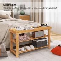 Banc de rangement en bambou à 3 niveaux, facile à assembler, style simple, meuble pour l'entrée, étagère à chaussures et utilisation dans le salon