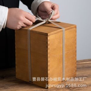 Caja rectangular de madera de Paulownia hecha a mano para regalo, con cierre de cuerda en la parte superior e inferior. - Product Image 4