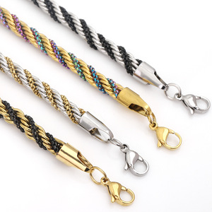 Pulsera de Cadena Trenzada de Acero Inoxidable de 5 mm de Ancho, Joyería Hip Hop Unisex, Acero de Titanio, Diseño de Bloques de Color en Oro de 18K - Product Image 5