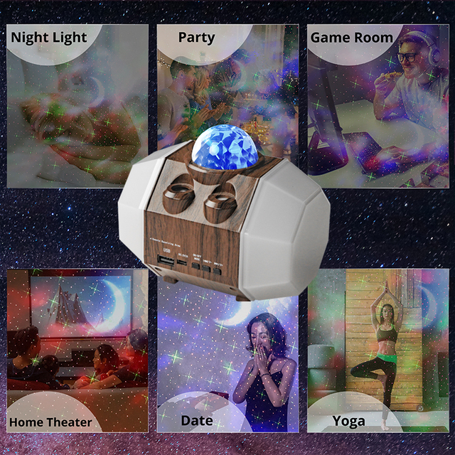 KSWING Modern LED RGB Laser Galaxy Projector Ocean Wave Star Moon Aurora Starlight Projector White/Black Starry Night Light Sky