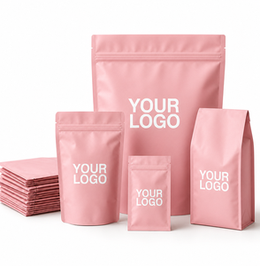 <strong>Pink</strong> Custom Printed Coffee <strong>Bean</strong> Stand up Pouch Side Gusset <strong>Bag</strong> With Zipper and Degassing Valve Freshness Protection - Product Image 2