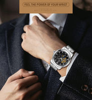 Reloj FORSINING de Primera Marca para Hombre, Automático, Mecánico, con Fase Lunar, Esqueleto, Luminoso, de Acero Inoxidable, Resistente al Agua
