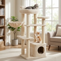Arbre à chat multi-niveaux de luxe avec poteaux à gratter en sisal, condo confortable et perchoirs en peluche pour grands chats - Centre d'activités