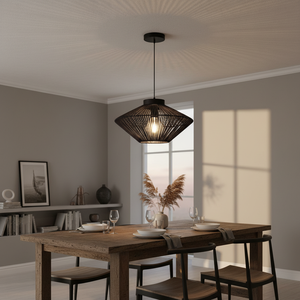 Lampada da soffitto Laos con cavo in seta nera 400mm E27 40W (Jueric 10506) - Product Image 3