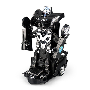 MJ TOYS Jouets électriques transformables en une seule touche 2 en 1 Robots Jouets Voiture de police télécommandée pour enfants avec lumière et musique - Product Image 2