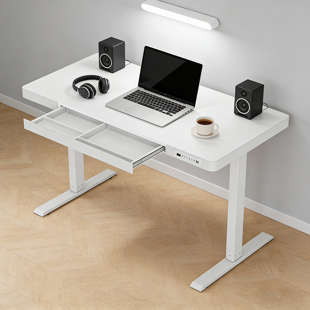 Ergonomic Smart Height-Adjustable Standing Desk for Office and Home Use with USB Type-C and Partitioned Drawer