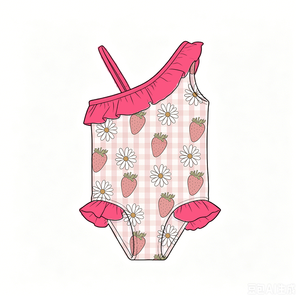 <span class=keywords><strong>Maillot</strong></span> <span class=keywords><strong>de</strong></span> <span class=keywords><strong>bain</strong></span> une pièce pour filles à imprimé fraises, vente chaude, personnalisable, séchage rapide, pour bébés filles - Product Image 3