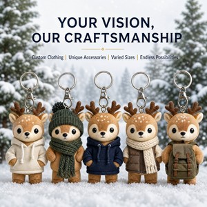 Portachiavi Peluche Cervo Campanula Personalizzato OEM ODM, Ordine all'Ingrosso, Servizio Colore Personalizzato, Confezione Vuota, Regalo Promozionale Natalizio - Product Image 5