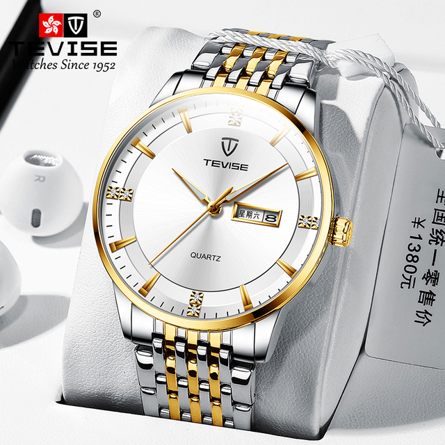 New Quartz Watch Steel Band Casual Men's Watch Dual Calendar Fashion Business Watch Hot Style