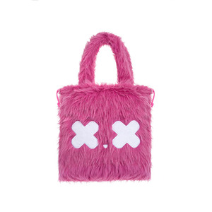 Bolso de Conejo de Algodón Multiusos Convertible, Bolso Esponjoso Hecho a Mano con Piel Sintética de Hilo Largo y Detalle de Aplique de Velboa - Product Image 1