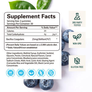 Enzim pencernaan vitamin Gummy wanita prebiotik probiotik Gummies suplemen kesehatan rasa Raspberry biru dukungan kesehatan <span class=keywords><strong>Gut</strong></span> - Product Image 2