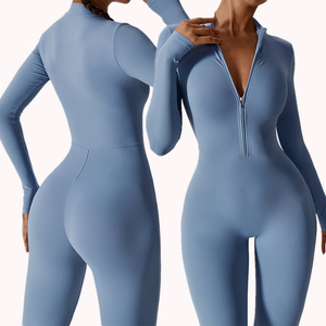 Tuta intera <span class=keywords><strong>da</strong></span> yoga e fitness con cerniera, a maniche lunghe, traspirante, ad asciugatura rapida, a vita media, per club e <span class=keywords><strong>abbigliamento</strong></span> <span class=keywords><strong>da</strong></span> <span class=keywords><strong>lavoro</strong></span> <span class=keywords><strong>da</strong></span> <span class=keywords><strong>donna</strong></span> - Product Image 1