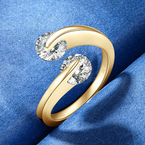 Anel de Eternidade Hip Hop em Prata Esterlina Banhada a Ródio com Moissanite de 6.5mm <span class=keywords><strong>1CT</strong></span>, Dois Anéis Entrelaçados em Formato de Bola - Product Image 1