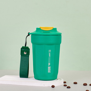 Stainless Steel Insulated <b>Mug</b> Octagonal Portable Travel Coffee Cup <b>Large</b> Capacity With Lid And Strap For Outdoor Use - Product Image 3