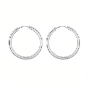 Pendientes de aro Amy Amy de acero inoxidable chapados en plata de 3x20mm para mujer, regalo de joyería de estilo clásico - Product Image 3