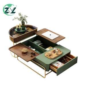 Bán Buôn Bàn Cà Phê Thủy Tinh Thiết Kế Hiện Đại Đồ Nội Thất Phòng Khách Bàn Cà Phê Kim Loại Vàng - Product Image 2