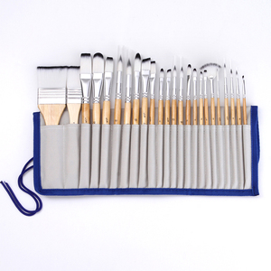 Juego <span class=keywords><strong>de</strong></span> 24 pinceles <span class=keywords><strong>de</strong></span> artista <span class=keywords><strong>de</strong></span> acuarela con mango corto <span class=keywords><strong>de</strong></span> madera y pelo <span class=keywords><strong>de</strong></span> nailon, uso multiusos, incluye soporte para pinceles - Product Image 1