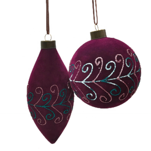 Set di 3 pezzi viola rosso ornamento di natale con paillettes appeso albero di natale pallina di vetro soffiato a mano palla decorazione natalizia - Product Image 6