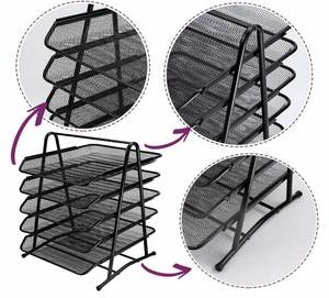 5-Tier Desktop Mesh Desk Organizer Stacking Document <b>Drawer</b> and Letter Holder Metal Wire <b>File</b> Rack <b>File</b> Trays - Product Image 5