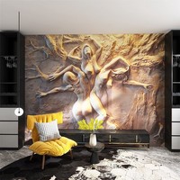 Papier peint mural en tissu 8D stéréoscopique gaufré sur mesure, art abstrait, style nordique, pour fond mural
