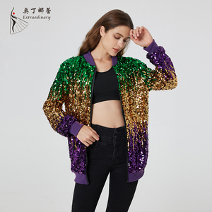 Fashion Women Coat <strong>Glitter</strong> Reversible Mardi Gras Outfit Sequin <strong>Jacket</strong> - Product Image 1
