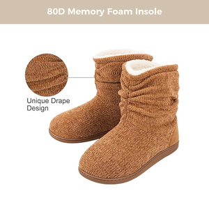 Scarpette da donna con Design unico drappo alla caviglia antiscivolo resistente in pile Sole in Memory Foam in ciniglia - Product Image 5