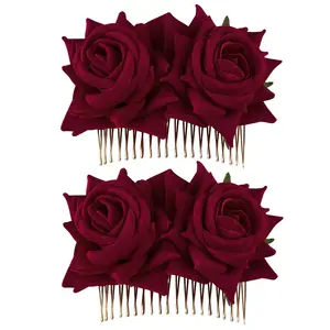 Pince à cheveux en forme de fleur Rose, peigne coulissant pour danseuse <span class=keywords><strong>Flamenco</strong></span>, pince à cheveux, <span class=keywords><strong>accessoires</strong></span> de coiffure, offre spéciale - Product Image 1