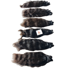 Raw Machine Extensiones de ondas de cuerpo indio de doble trama Color natural Recto Negro Paquetes de cabello humano sin procesar - Product Image 1