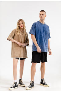 Camiseta de algodón 100% de alta calidad, nueva tendencia, hombro caído de gran tamaño, diseño de logotipo personalizado, patrón 3D, estampado Unisex lavado en blanco - Product Image 4