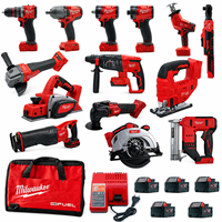 Kit d'outils 12 pièces Milwaukee Fuel avec 5 batteries, perceuse de haute qualité, ensemble d'outils 18-en-1 pour l'entretien de machines, fourni par l'usine