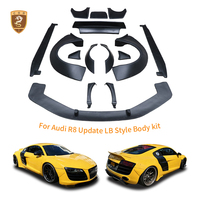Kit carrosserie pour Audi R8 style LB en fibre de verre : lèvre de pare-chocs avant, jupes latérales, extensions d'ailes, aileron arrière 2008-2015