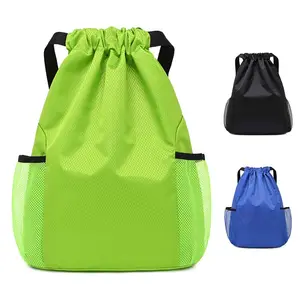 Großhandel benutzer definierte Logo Werbung gedruckt wasch bar wieder verwendbar, 210d Polyester Nylon Tasche Kordel zug Rucksack Taschen/