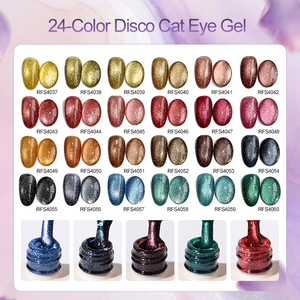 Juego de Esmaltes de Uñas de Gel Ojo de Gato, 24 Colores, Efecto Disco, Magnético, Súper Brillante y Reflectante, en Caja - Product Image 6