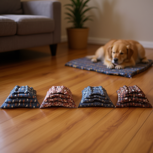 Set di Quattro Tappetini Antiscivolo per Cani con Motivo Quadrato sul Fondo - Product Image 3