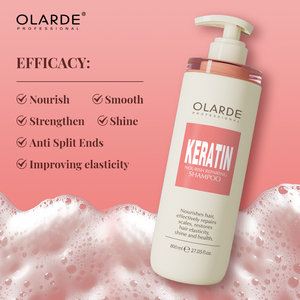 Hidratante profesional Eliminar <span class=keywords><strong>Frizz</strong></span> Split End Brillante Suave Suavizar Mejorar la elasticidad Nutritiva Reparación Keratina Champú - Product Image 2