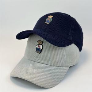 Casquette de baseball rétro en velours côtelé brodée ours, automne/hiver, pour hommes et femmes, à visière large décontractée, avec six boucles métalliques - Product Image 6