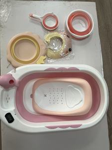 Ensemble de bain pliable 6 pièces pour nouveau-né avec baignoire, sièges, bassin, support de bain et thermomètre pour enfants - Product Image 2